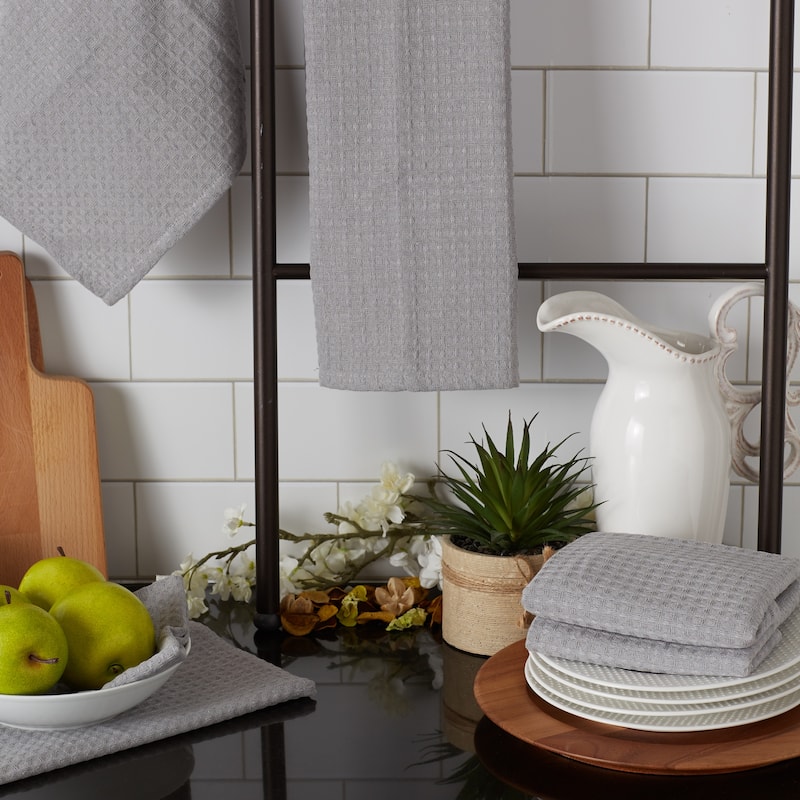 DII Black Recycled Cotton Waffle Dishtowel (Set of 6)