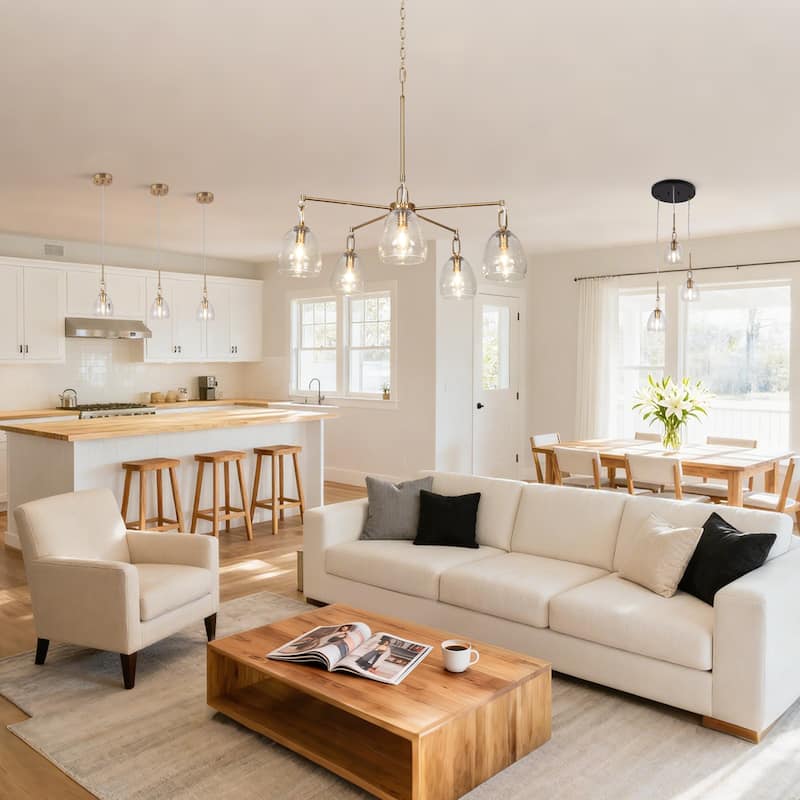 Blobfish Modern 3-Light Glass Chandelier Gold Cluster Kitchen Island Pendant - D 15" x H 12.5"