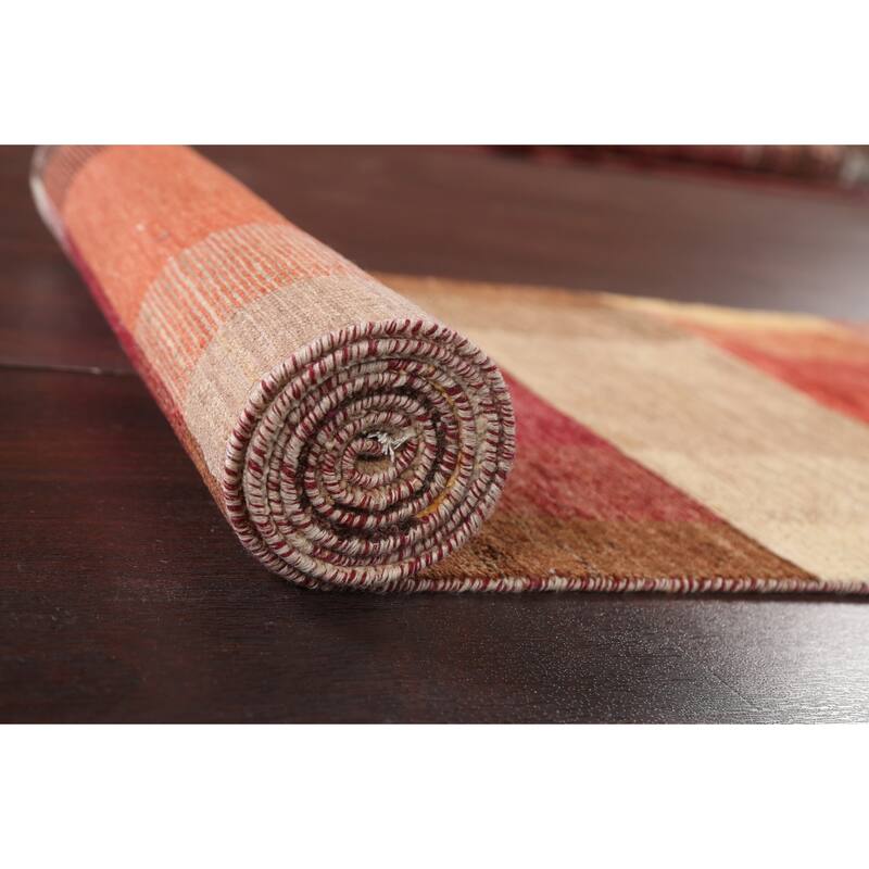 Modern Gabbeh Kashkoli Runner Rug Wool Hand-knotted Oriental Carpet - 2'6" x 14'10"