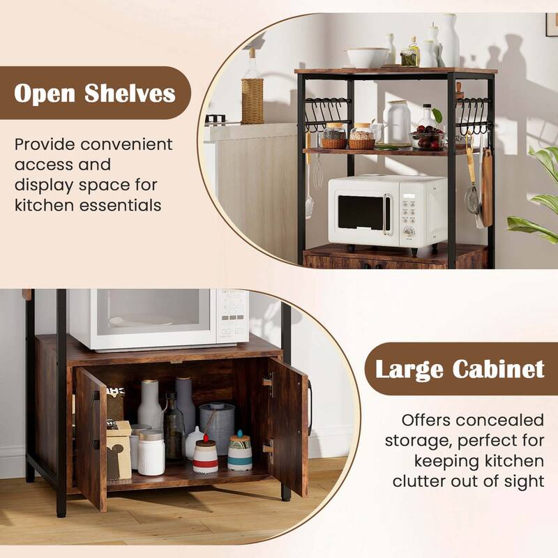 Costway 3 Tier Kitchen Baker’s Rack with Cabinet 2 Open Shelves - See Details