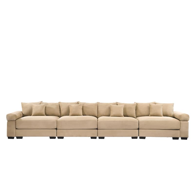 GDFStudio - Corduroy 4-Seater 170" Cloud Sofa Couch with Extra-Thick Armrests