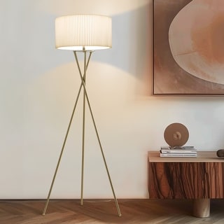 Brightech Jaxon 60 in. Antique Brass Tripod Super Bright LED Midcentury ...