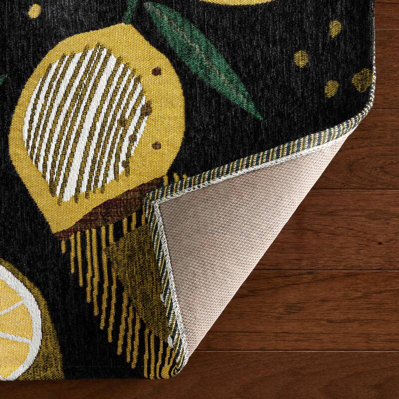 TOWN & COUNTRY LUXE Livie Fresh Lemon Everwash Washable Non-Slip Backing Kitchen Mat