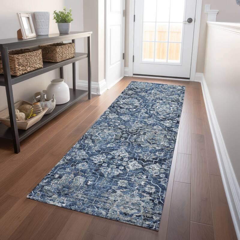 Premium Washable Super Soft Traditional Kashan Mayfield Rug - Blue - 2' 3" x 7' 6" - Runner