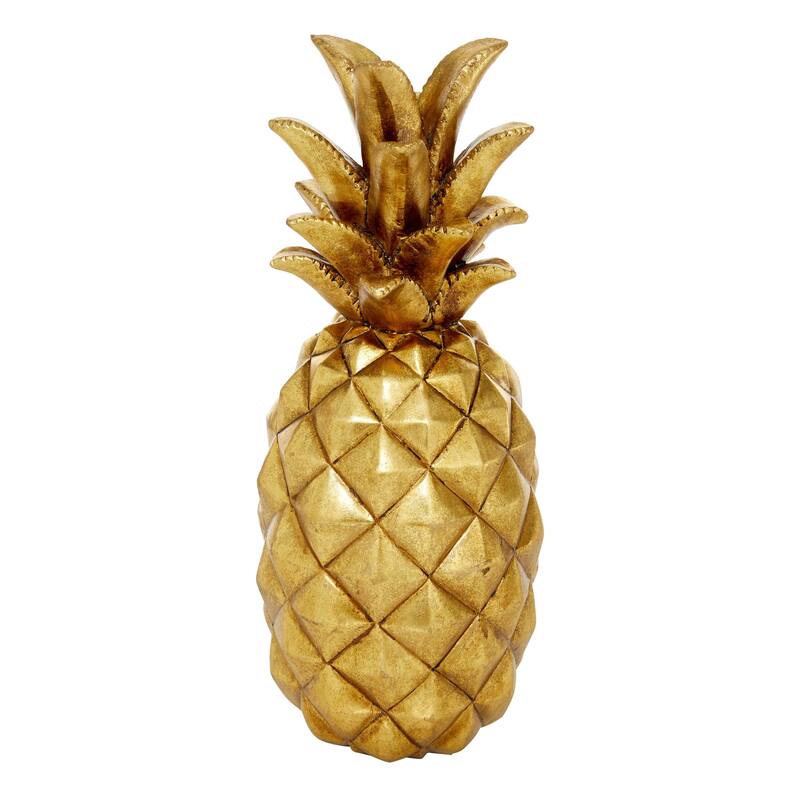 Polystone Fruit Pineapple Decorative Sculpture - Gold or Silver - Roche River Decor