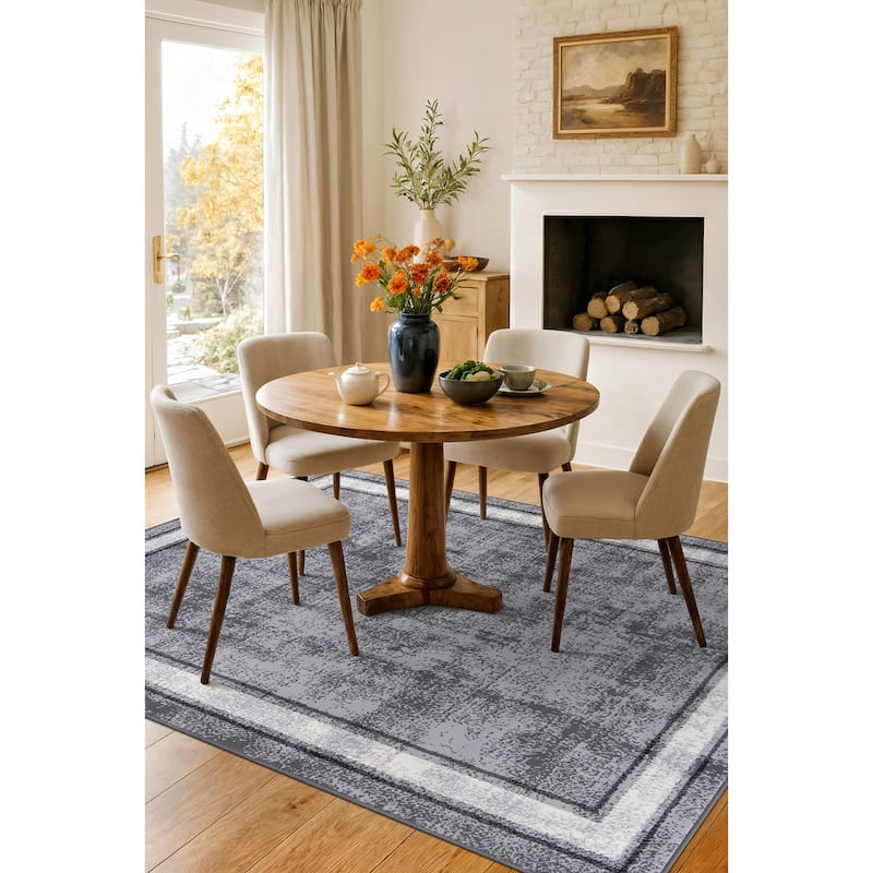 World Rug Gallery Contemporary Distressed Bordered Area Rug
