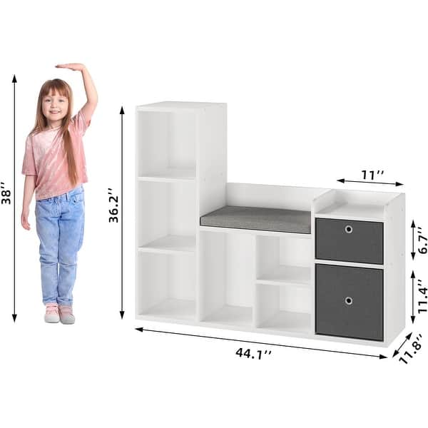 Kids Bookshelf 44.1in Width Toy Storage Organizer