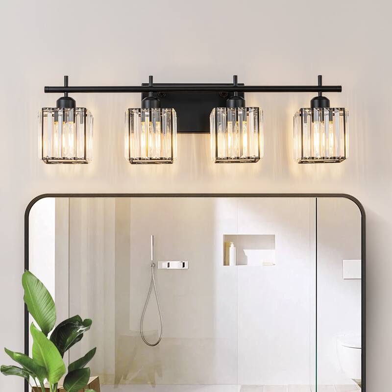 Starsky 3/4-Light Modern Dimmable Bathroom Crystal Vanity Light Wall Sconces with Crystal Shade