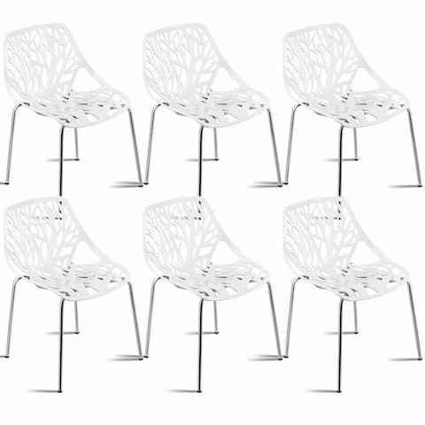 Costway Set Of 6 Birch Sapling Plastic Dining Side Chairs Stackable