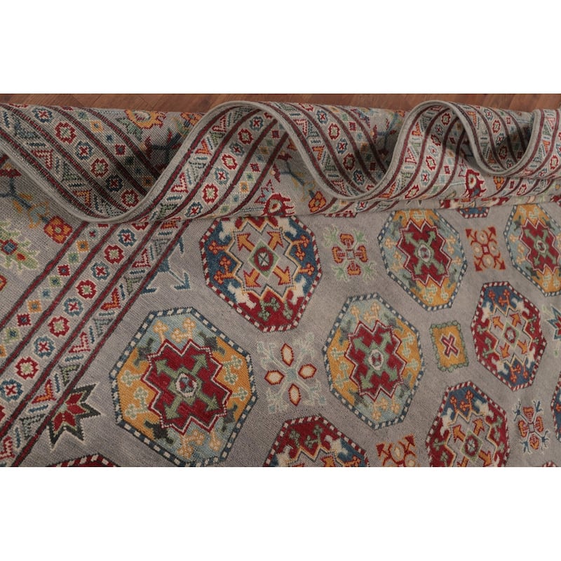 All-Over Kazak Area Rug Handmade Wool Carpet - 9'7" x 13'1"