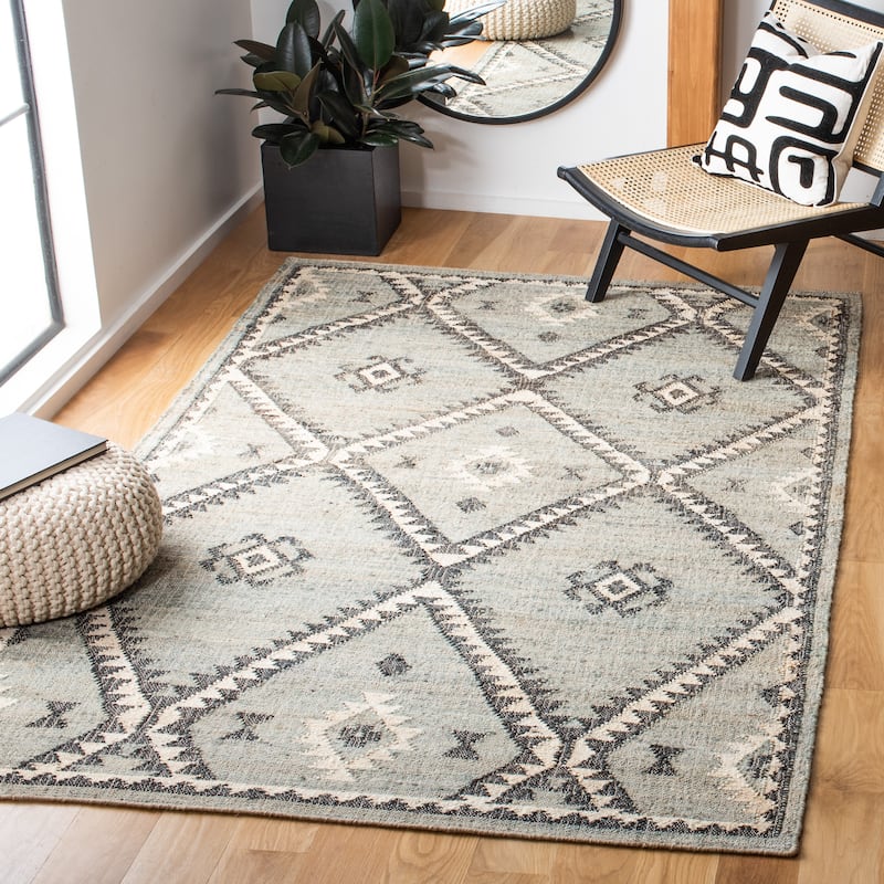 SAFAVIEH Flatweave Kilim Anneclaar Jute Rug - 6' x 9' - Blue/Black