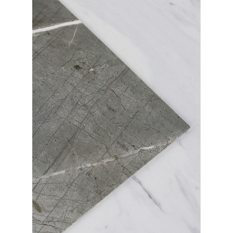 Chris Loves Julia x FloorPops Grey and White Marble Bonneville Peel and Stick Floor Tiles