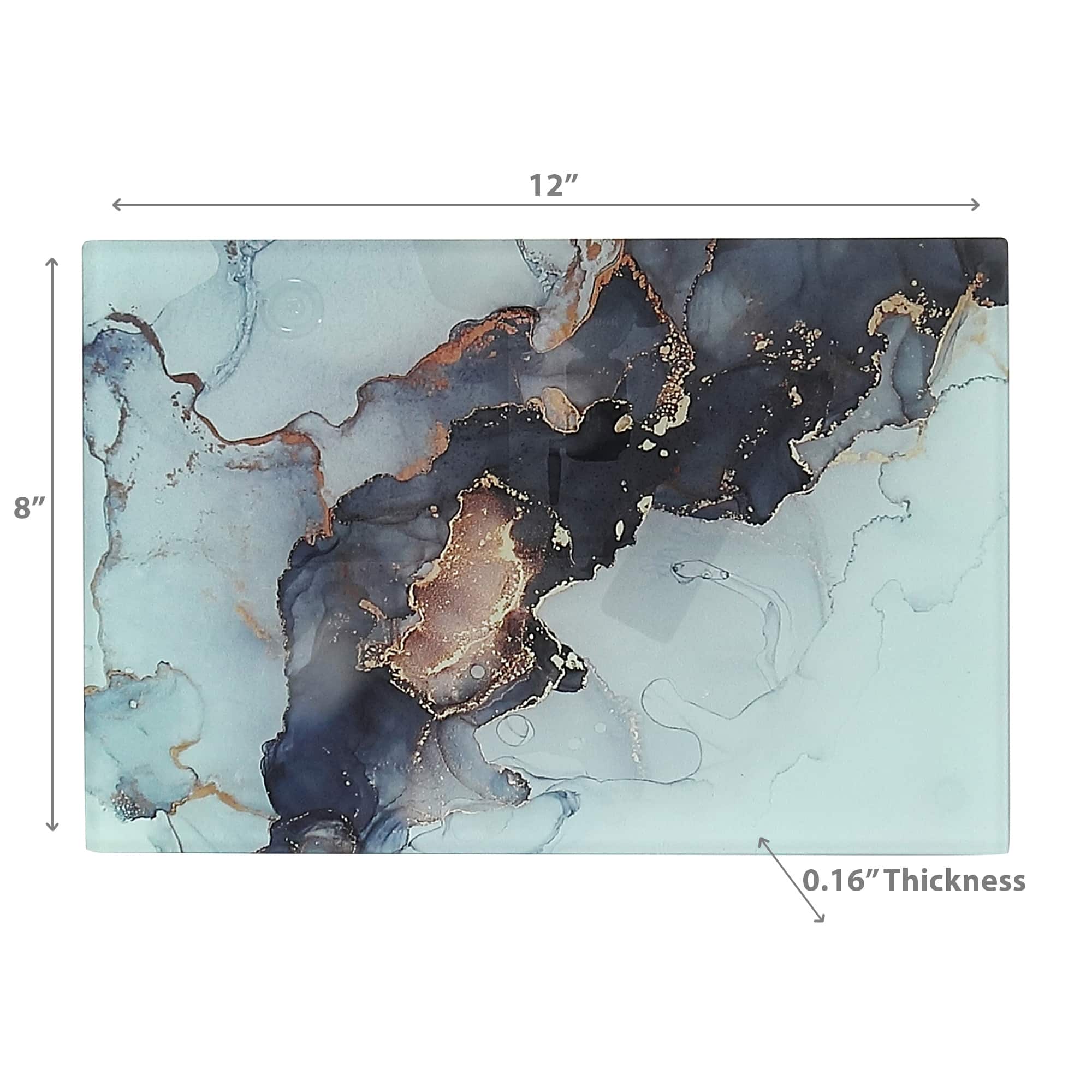 IH Casa Decor Printed Glass Cutting Board Marbling Black & Gold Set