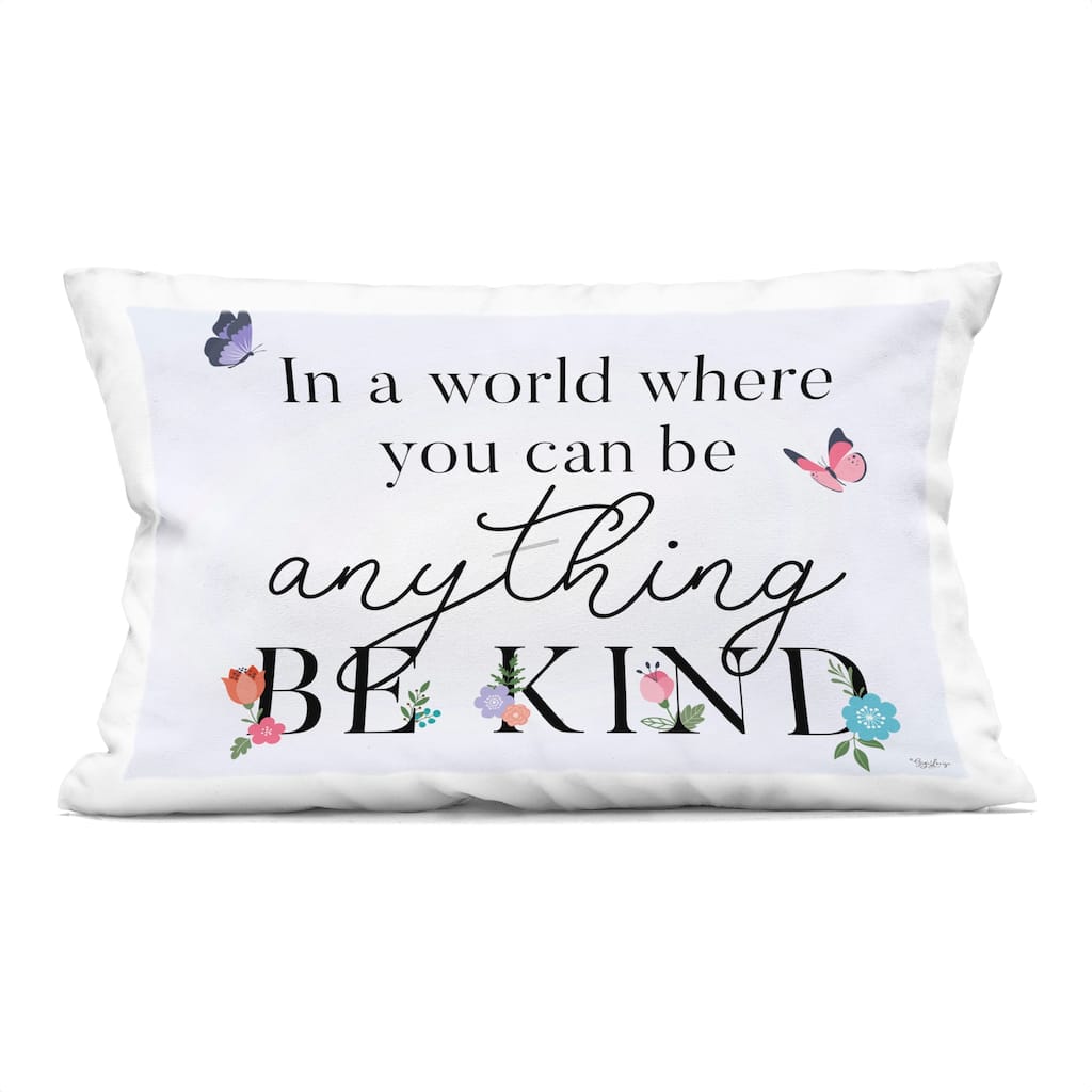 Stupell Floral & Butterflies Be Kind Decorative Printed Throw Pillow Design by Gigi Louise