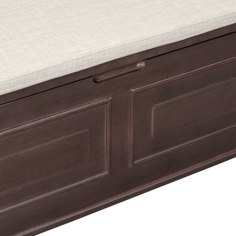 41.9" Rustic Style Solid wood Entryway Multifunctional Storage Bench with Safety Hinge