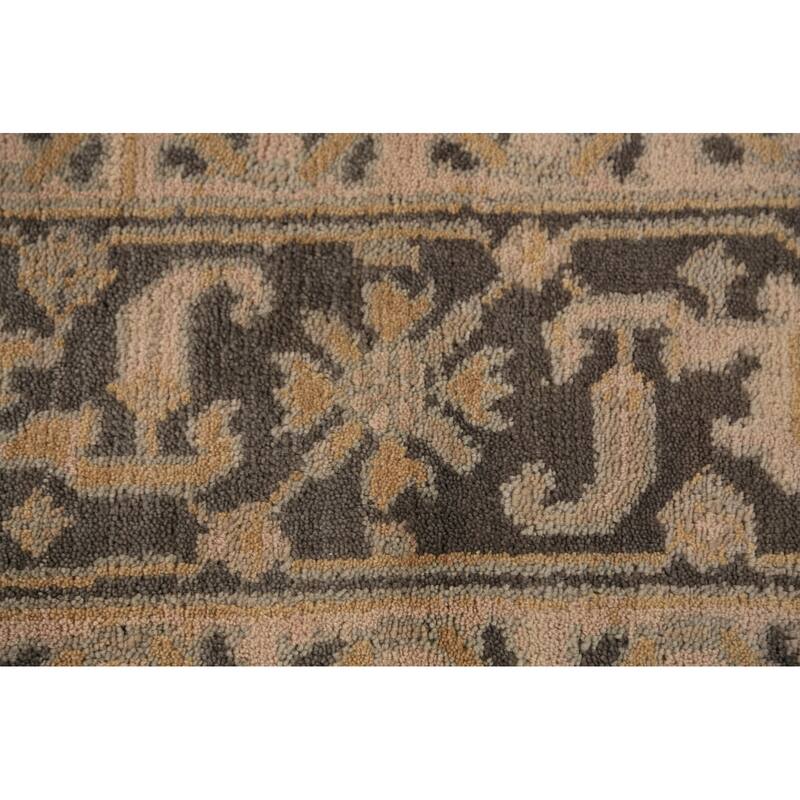 Grey Floral Oushak Indian Area Rug Handmade Wool Carpet - 8'1"x 10'0"