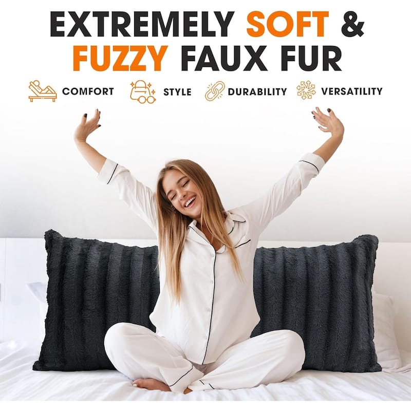 Cheer Collection 18x40 Faux Fur Decorative Throw Pillow