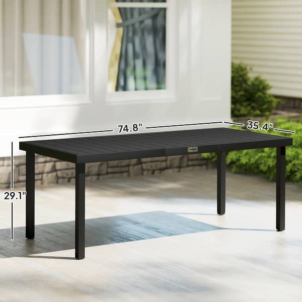 Outsunny Patio Dining Table for 8, Rectangular Aluminum Outdoor Table for Garden Lawn Backyard - Black