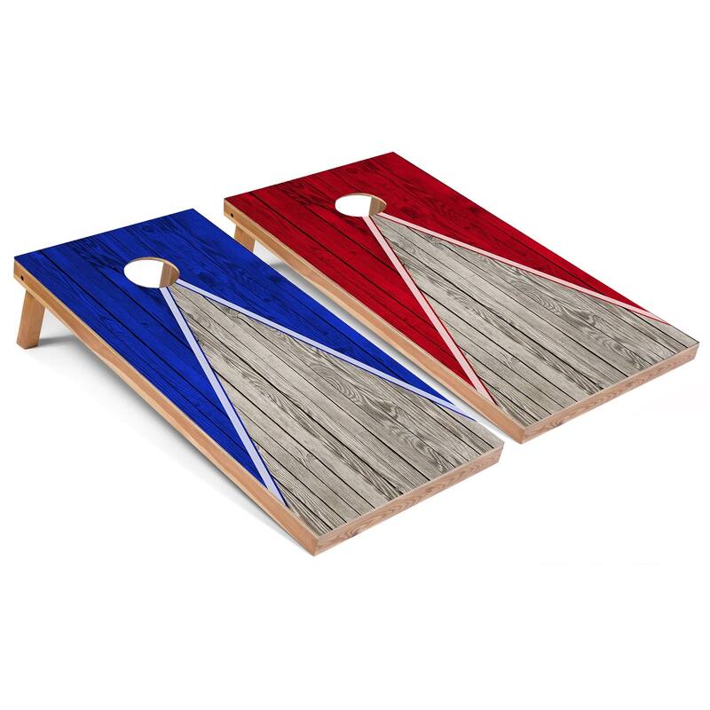 Royal and Red Pyramid Cornhole Boards with Case & Lights - 16 Years and Up
