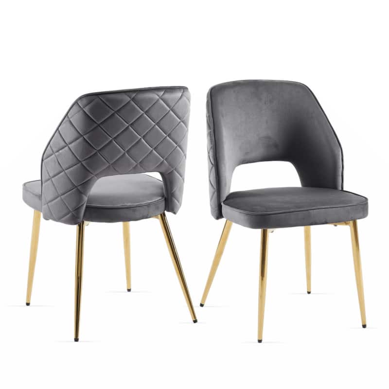Velvet Dinning Chairs with Metal Legs and Hollow Back Upholstered Dining Chairs Set of 4