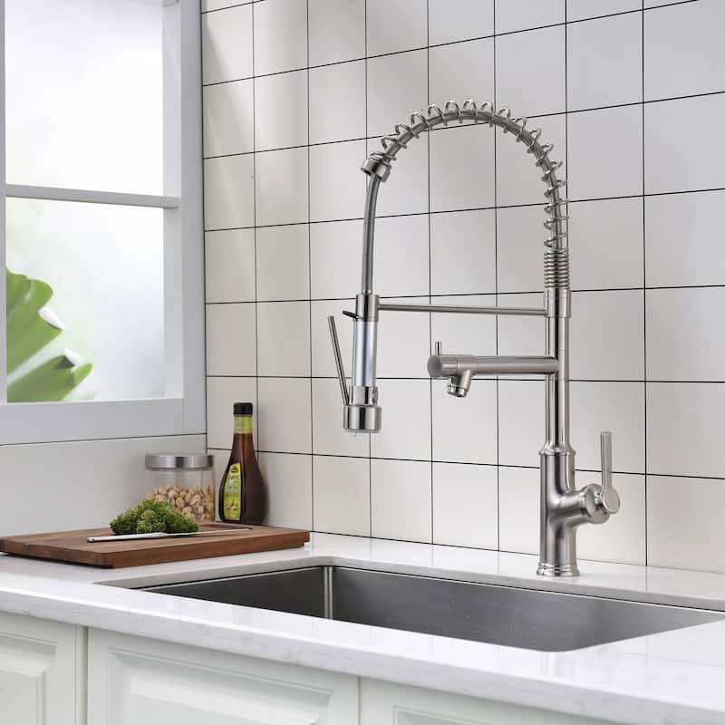 Kitchen Spring Faucets with Pull Down Sprayer-2 Functions Sprayer