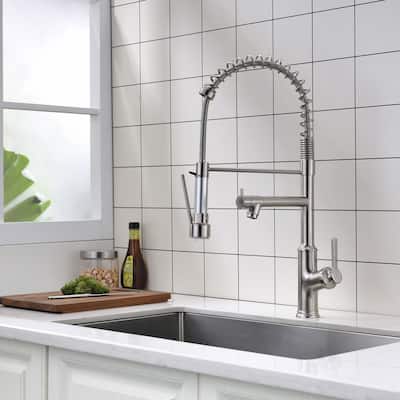 Kitchen Spring Faucets with Pull Down Sprayer-2 Functions Sprayer