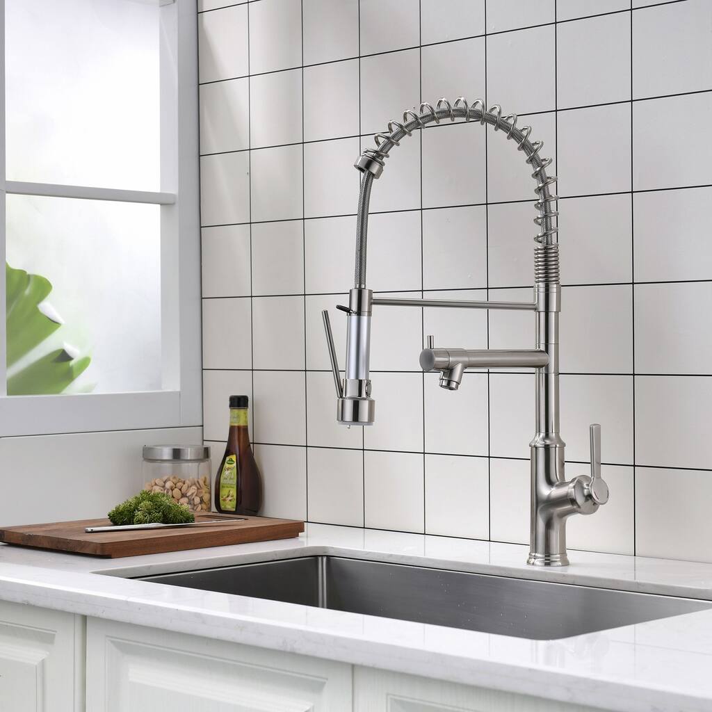 Kitchen Spring Faucets with Pull Down Sprayer-2 Functions Sprayer