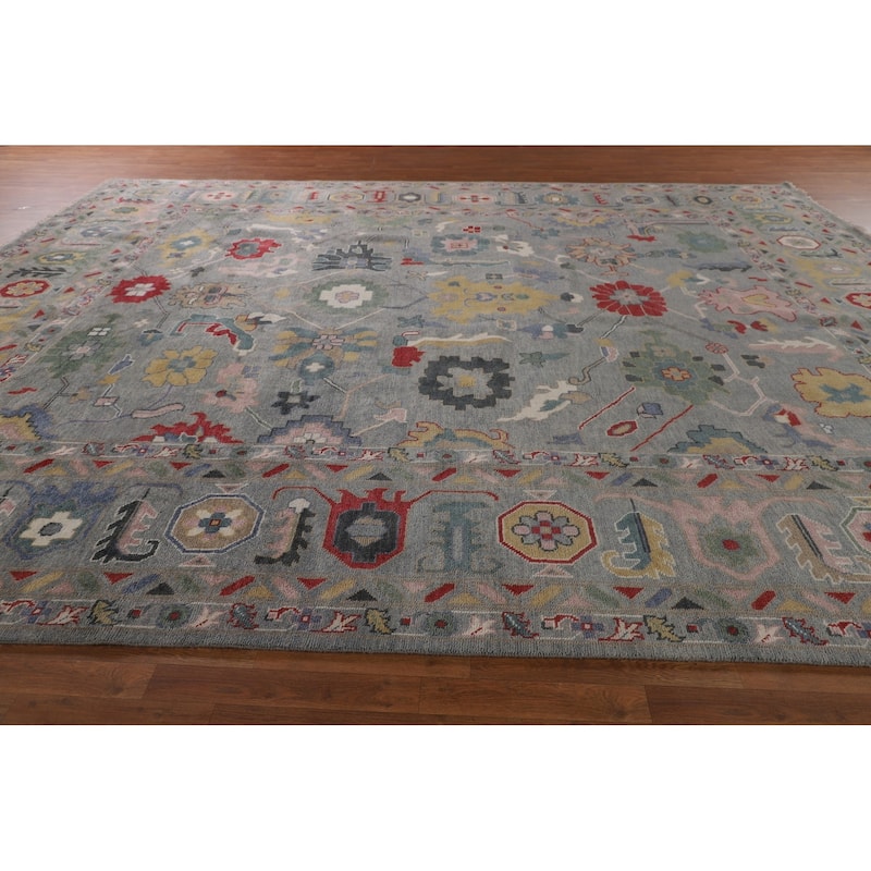 Floral Oushak Oriental Large Area Rug Handmade Wool Carpet - 12'2"x 14'9"