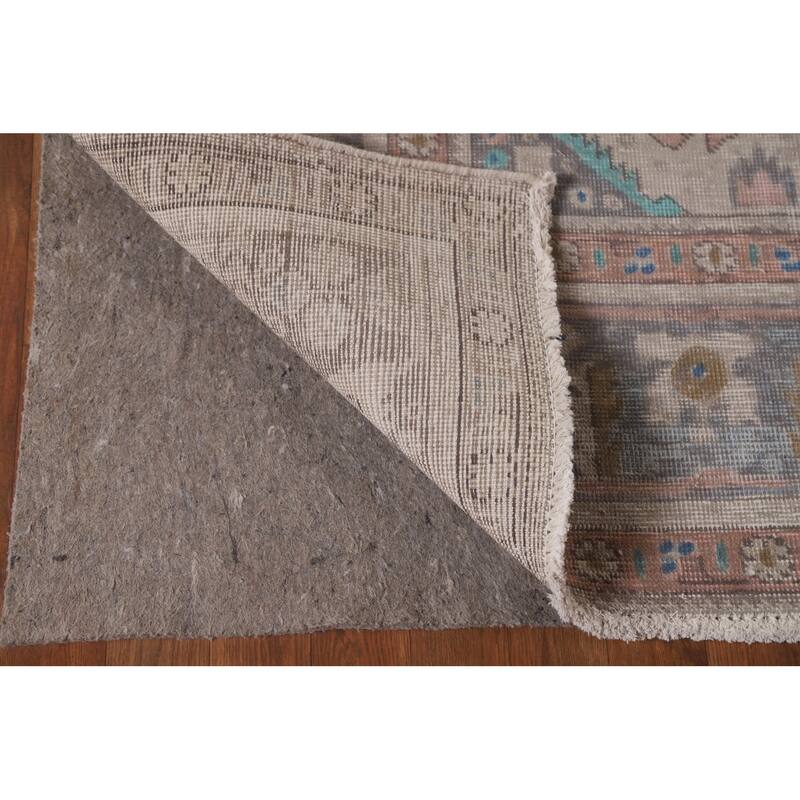Geometric Blue Tabriz Persian Antique Area Rug Handmade Wool Carpet - 8'0" x 10'10"