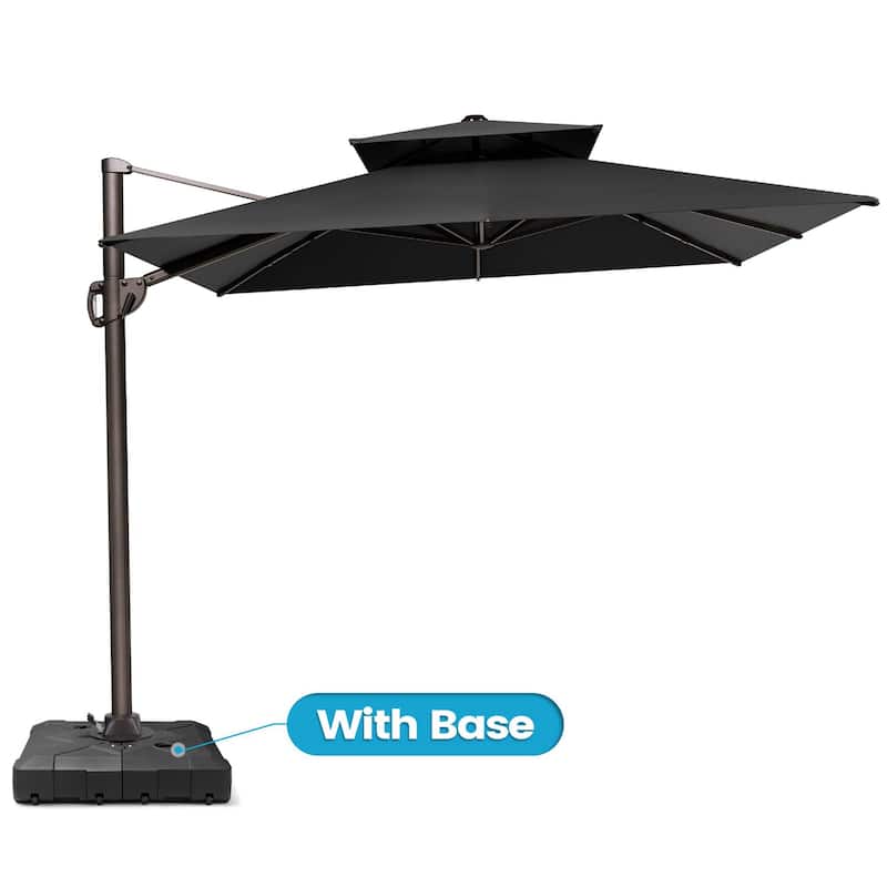 Outdoor 9 x 11.5 FT Dual Top Patio Cantilever Umbrella with Base