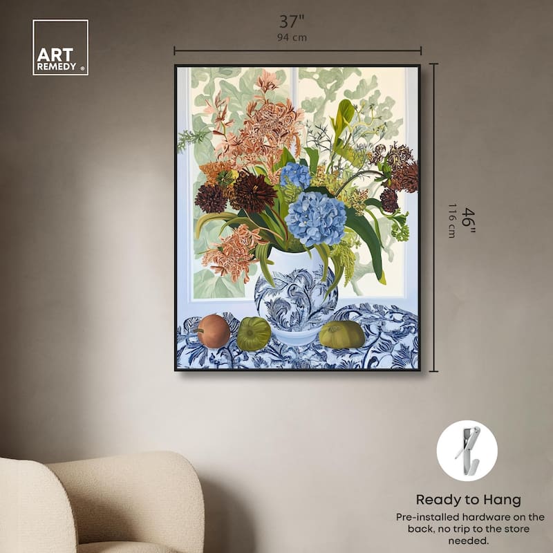 Blue Vase Bounty Canvas by Art Remedy