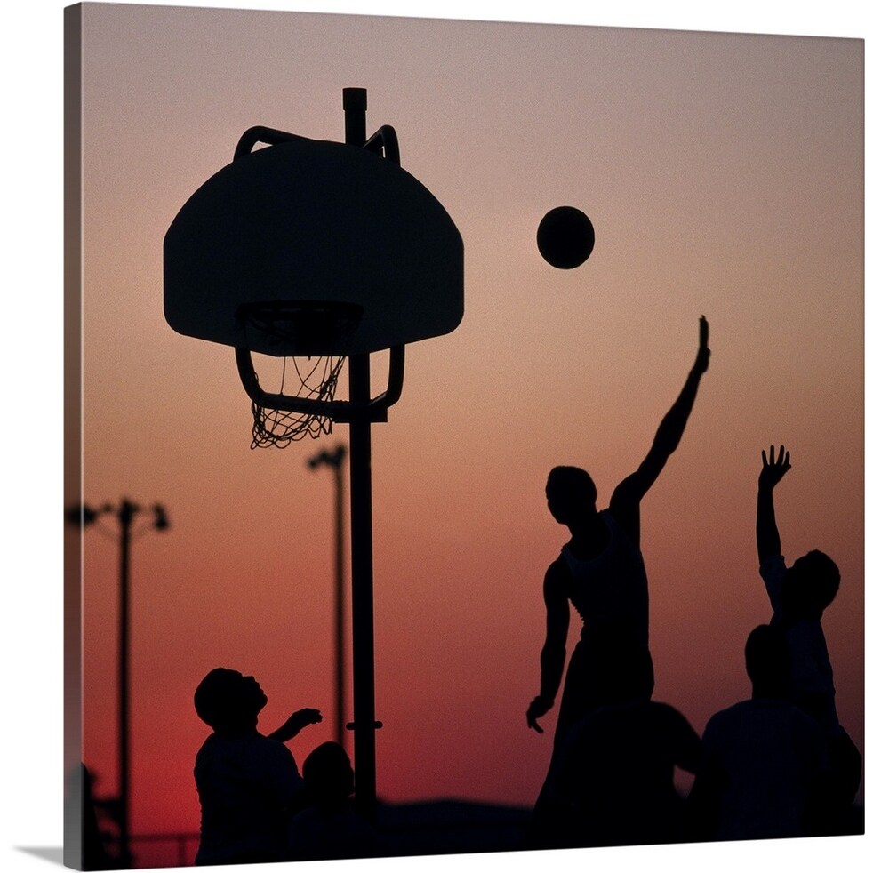 Shop Silhouette Of Men Playing Basketball Canvas Wall Art