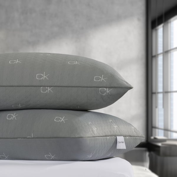 Calvin Klein Basic Knit Bed Pillow, Queen, Charcoal 2 Count