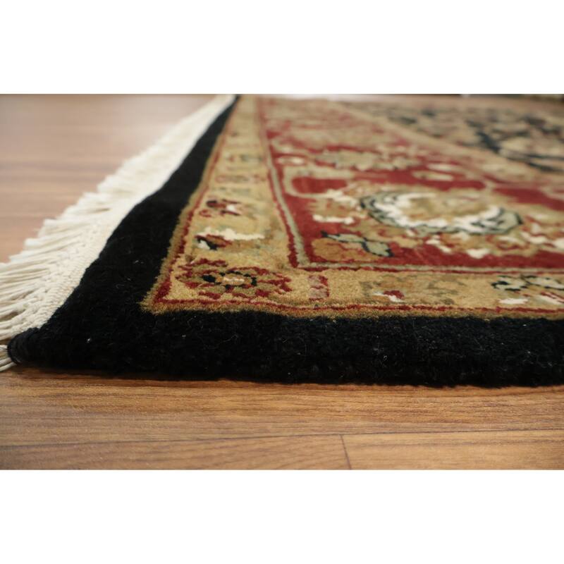 Hand Knotted Oriental 100% Wool Carpet Traditional All-Over Black Agra Area Rug - 8' 1'' X 8' 3''