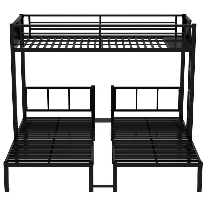 Roomfitters Twin XL over Twin & Twin Metal Triple Bunk Bed for 3, Space-Saving, Noise-Reduced Frame