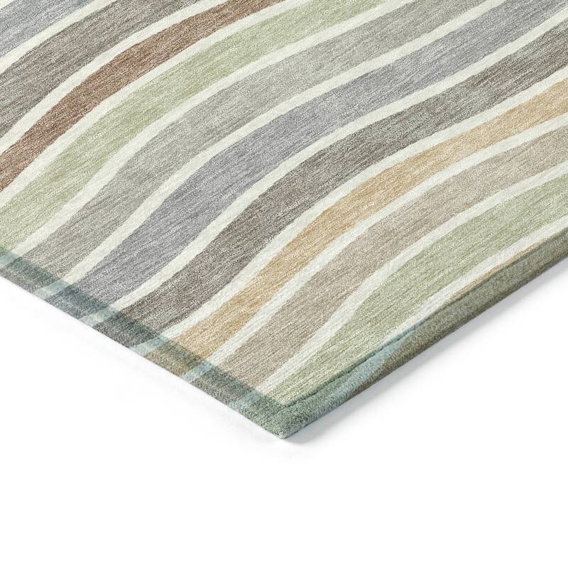 Machine Washable Indoor/ Outdoor Contemporary Stripe Chantille Rug