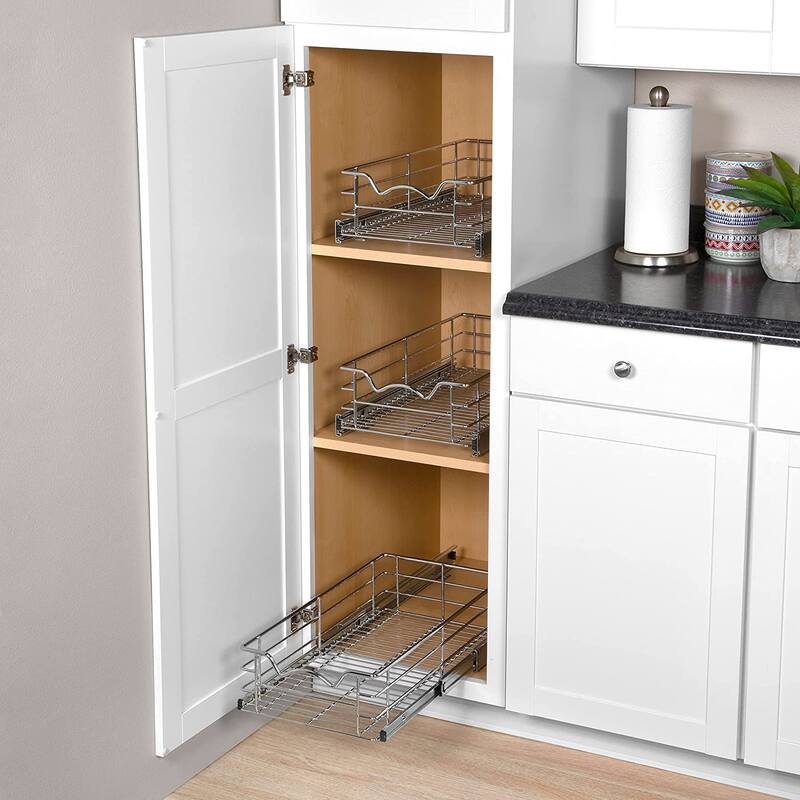 HOLDN’ STORAGE Pull Out Cabinet Organizers – 5” High Slide Pull Out Drawers for Kitchen Cabinets