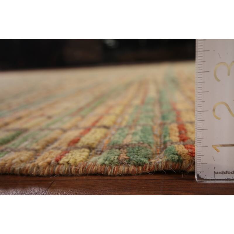 All-Over Checkered Moroccan Large Area Rug Hand-Knotted Wool Carpet - 9'10"x 14'4"