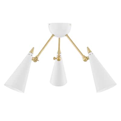 Mitzi by Hudson Valley Moxie 3-Light Aged Brass Semi Flush Mount