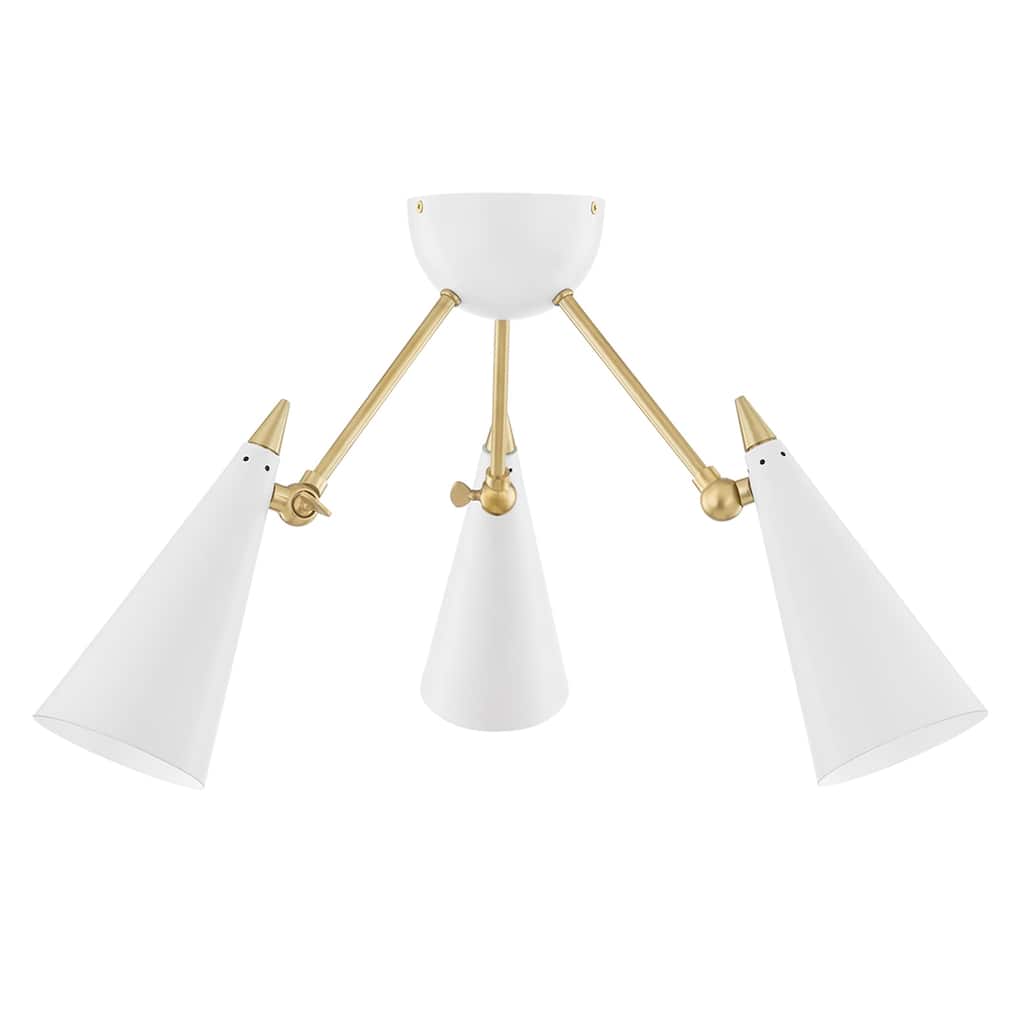 Mitzi by Hudson Valley Moxie 3-Light Aged Brass Semi Flush Mount