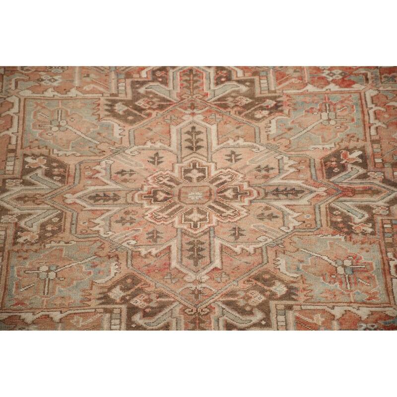 Hand Knotted Oriental 100% Wool Carpet Traditional Medallion Oranges & Rust Heriz Area Rug - 10' 8'' X 8' 4''