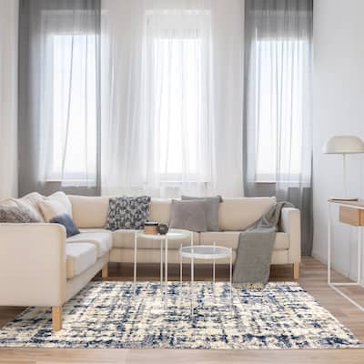 Gertmenian Anjou Myra Navy Modern Abstract Shag Area Rug