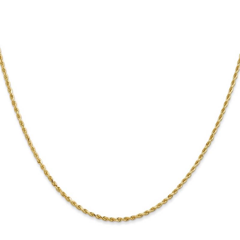 Curata 14k Yellow Gold Solid 1.75mm D Cut Rope Lobster Clasp Chain Bracelet Lobster Claw