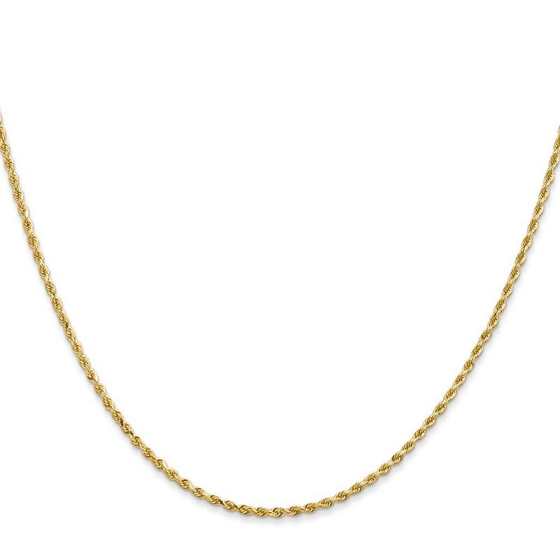 Curata 14k Yellow Gold Solid 1.75mm Diamond-cut Rope Chain Necklace Options: 16 18