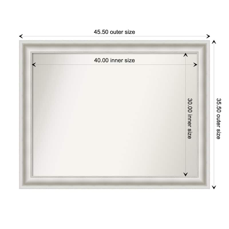 Parlor White Framed Non-Beveled Custom Wall Mirror, Bathroom Vanity Mirror - Outer Size: 45.5 x 35.5