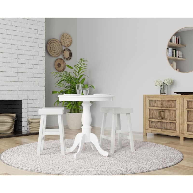 Carved Circular Top Pedestal Bar Table - 36" - Driftwood Brown