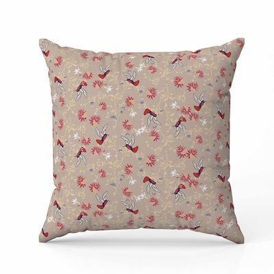 Songbird Flora Parade Indoor/Outdoor Reversible Throw Pillow Grayish and Orange