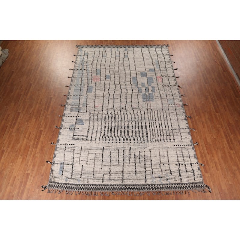 Earth Tone Moroccan Large Area Rug Handmade Oriental Wool Carpet - 9'9" x 15'2"