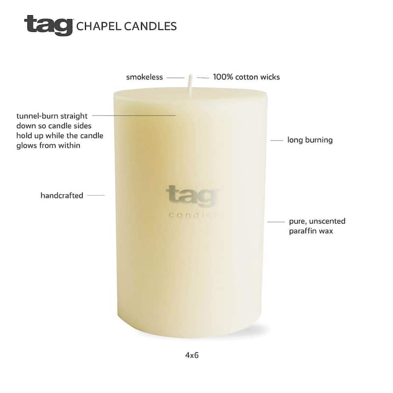 Chapel Mini Pillar 2x2 Ivory Candles Set Of 4 Unscented Paraffin Wax Drip-Free Long Burning 12 Hours