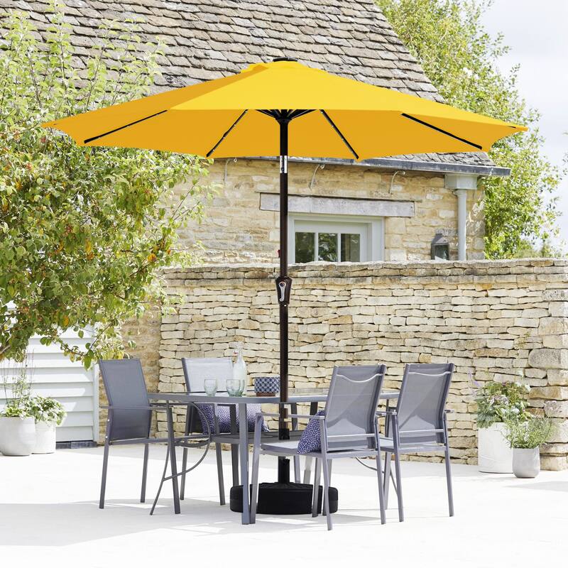 10ft Patio Market Umbrella with LED Lights,Crank & Tilt